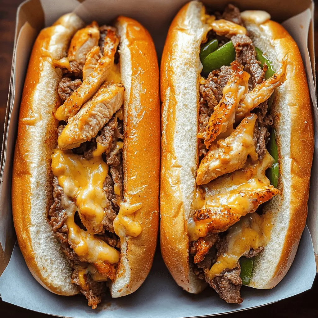 Get ready for a hearty and satisfying meal with these Chicken Cheese Steak Sandwiches! Juicy chicken, melted cheese, and fresh veggies come together in this quick and easy recipe. Perfect for weeknight dinners or game day gatherings, these sandwiches will surely please everyone at the table. Save this recipe to impress your friends and family tonight!