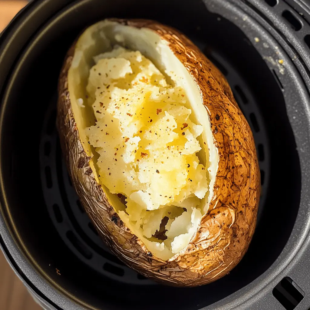 Get ready to enjoy perfectly crispy air fryer baked potatoes! These fluffy potatoes have a golden exterior and a tender inside, making for a delicious side dish or a satisfying meal. Just a few simple ingredients transform ordinary potatoes into a crunchy treat. Save this recipe for your next family dinner or BBQ!