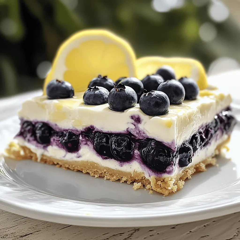 Brighten your day with this Lemon Blueberry Delight! This refreshing dessert combines tangy lemon and sweet blueberries for the perfect summer treat. With a creamy texture and zesty flavors, it's bound to impress everyone. Perfect for picnics, birthday parties, or a simple family meal. Don’t forget to save this recipe for your next gathering!