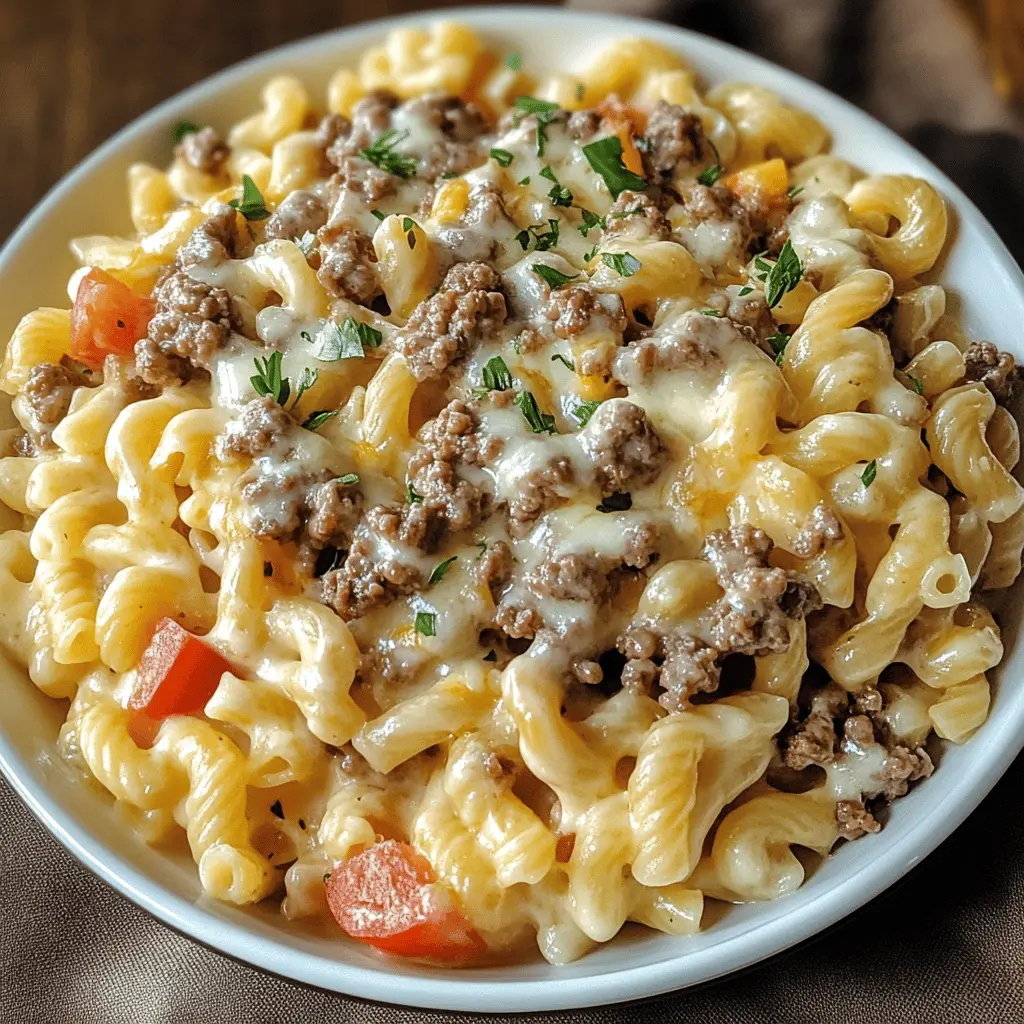 Craving a hearty, comforting dish? This Loaded Cheeseburger Alfredo Pasta combines creamy Alfredo sauce with seasoned meat, cheese, and your favorite burger toppings. It's the perfect twist on traditional pasta that's sure to please the whole family! Save this delicious recipe for your next dinner or potluck, and enjoy a taste of burger heaven in every bite!