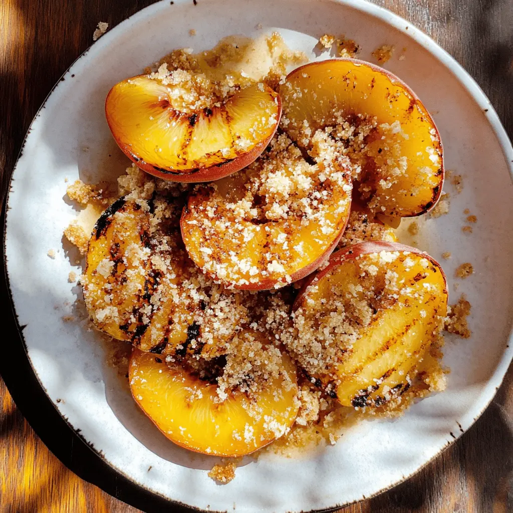 Elevate your dessert game with these Maple Grilled Peaches topped with crunchy Almond Cookie Crumb! This delightful combination brings together sweet, juicy peaches and a nutty crunch that's perfect for summer gatherings or cozy nights in. Save this recipe now for an easy, impressive treat that everyone will love!