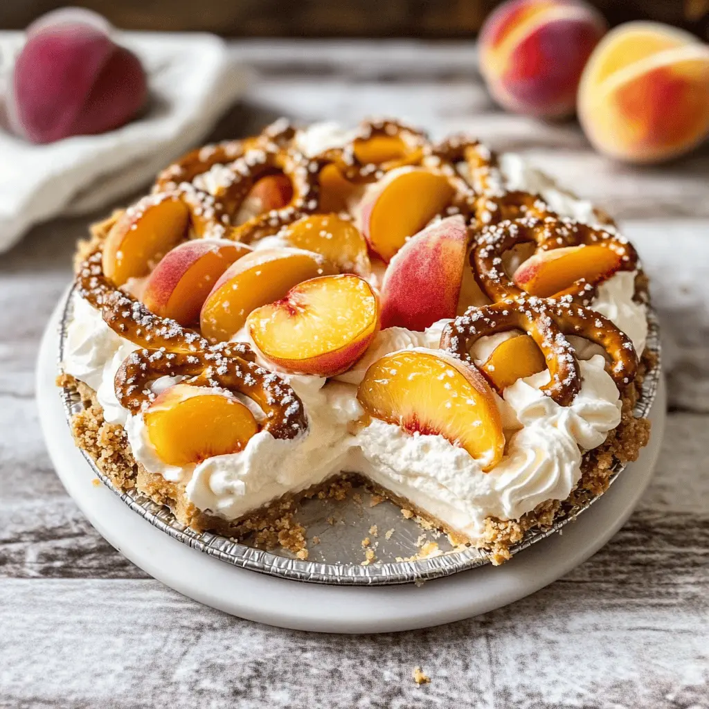 This Peaches and Cream Pretzel Pie combines a sweet and creamy filling with a salty pretzel crust for a delightful twist! Bursting with peach flavor, it’s perfect for summer gatherings or a cozy night in. Save this recipe for your next dessert craving, and impress your friends and family with this unique treat!