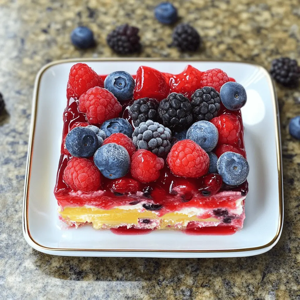 Treat yourself to a delightful Summer Berry Jello Lasagna! This fun, layered dessert features fresh berries and a creamy filling, making it a refreshing treat for warm days. Perfect for picnics, barbecues, or any celebration, it's sure to impress your guests. Save this recipe for your next gathering and enjoy a burst of colorful flavor in every bite!
