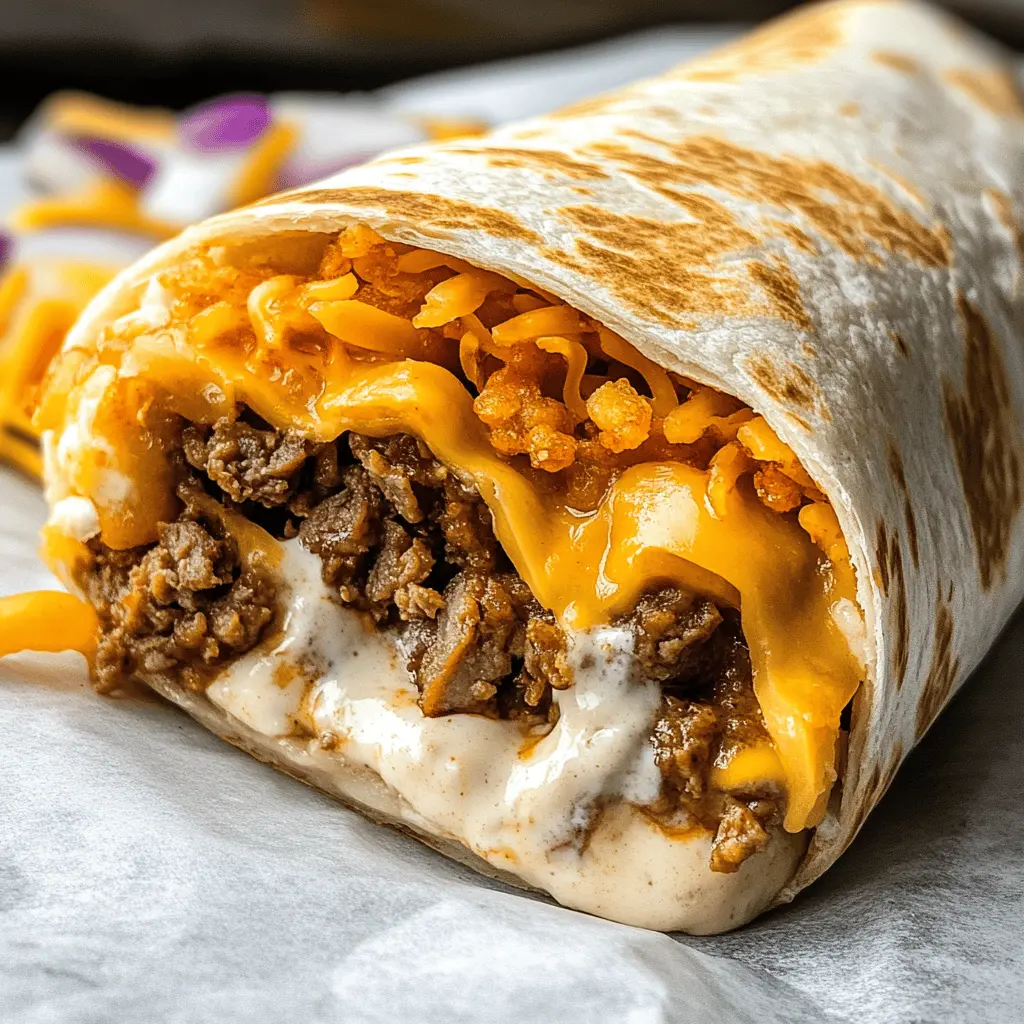 Looking for a hearty meal? Try this Taco Bell Beefy Melt Burrito recipe! Packed with seasoned ground beef, melted cheese, and creamy chipotle sauce, it's a flavor explosion in every bite. Perfect for a quick dinner or late-night snack! Save this recipe to enjoy a taste of Taco Bell at home anytime you want!