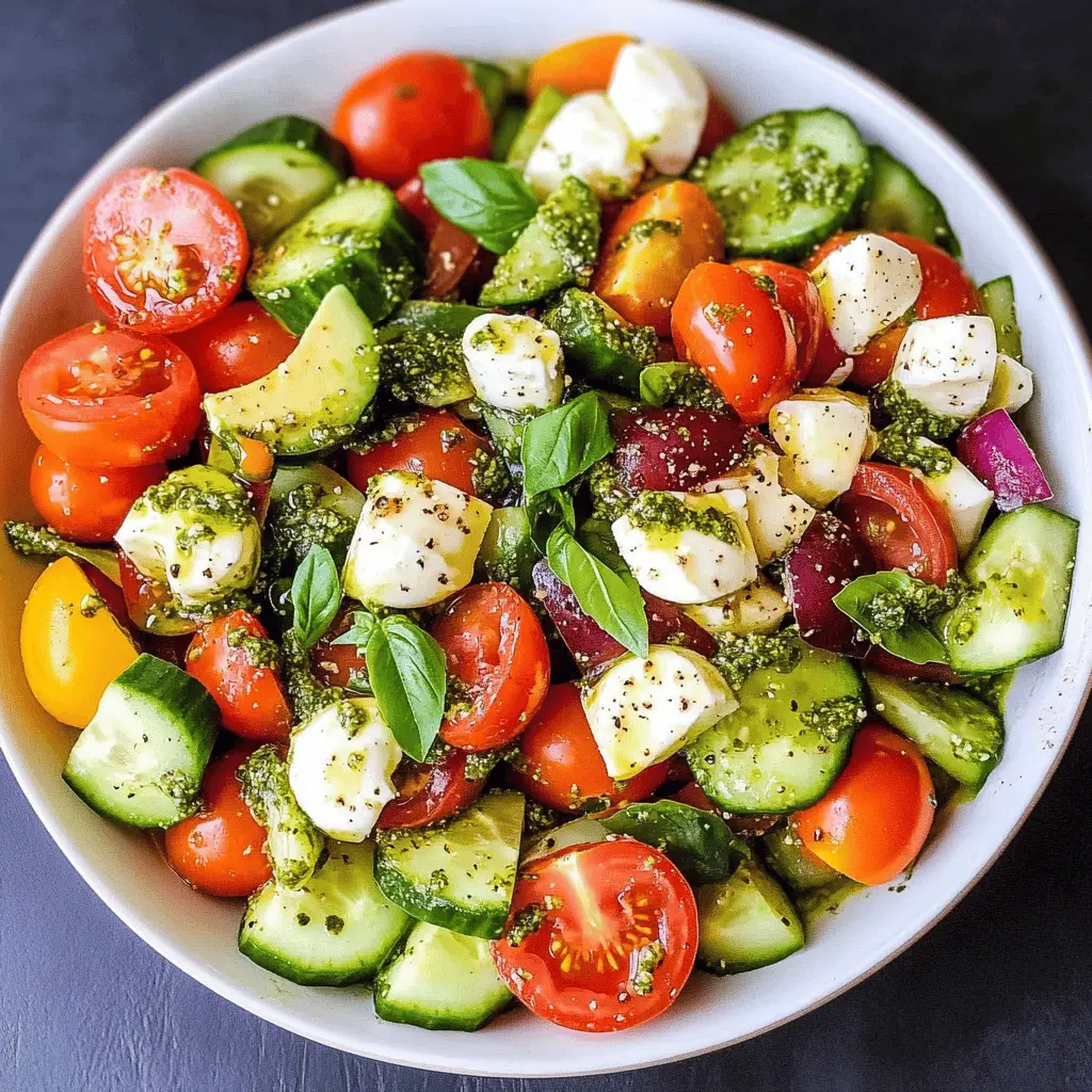 Easy Tomato Cucumber Salad with Avocado and Mozzarella