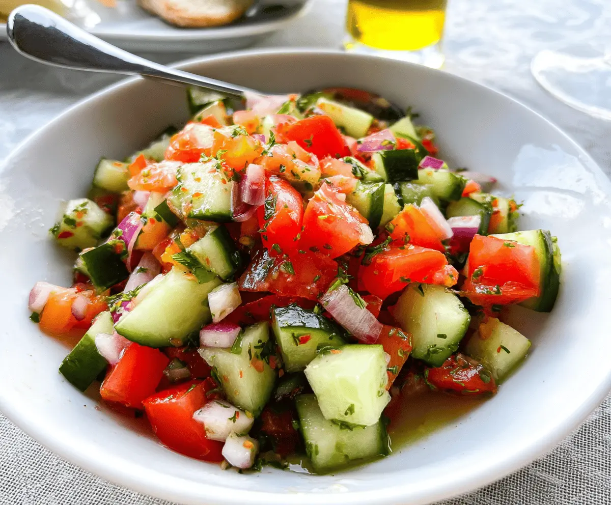 Easy Mediterranean Salad with Cucumber, Tomato, and Onion