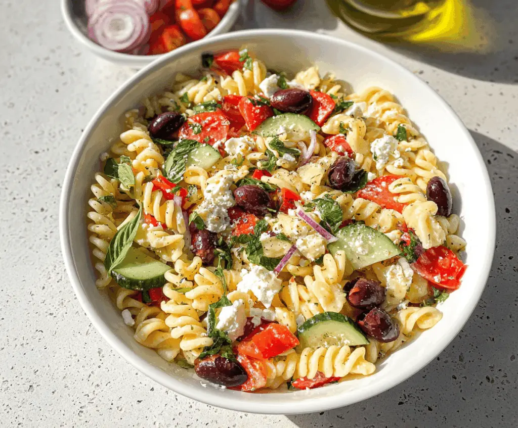 Easy Refreshing Mediterranean Pasta Salad Recipe
