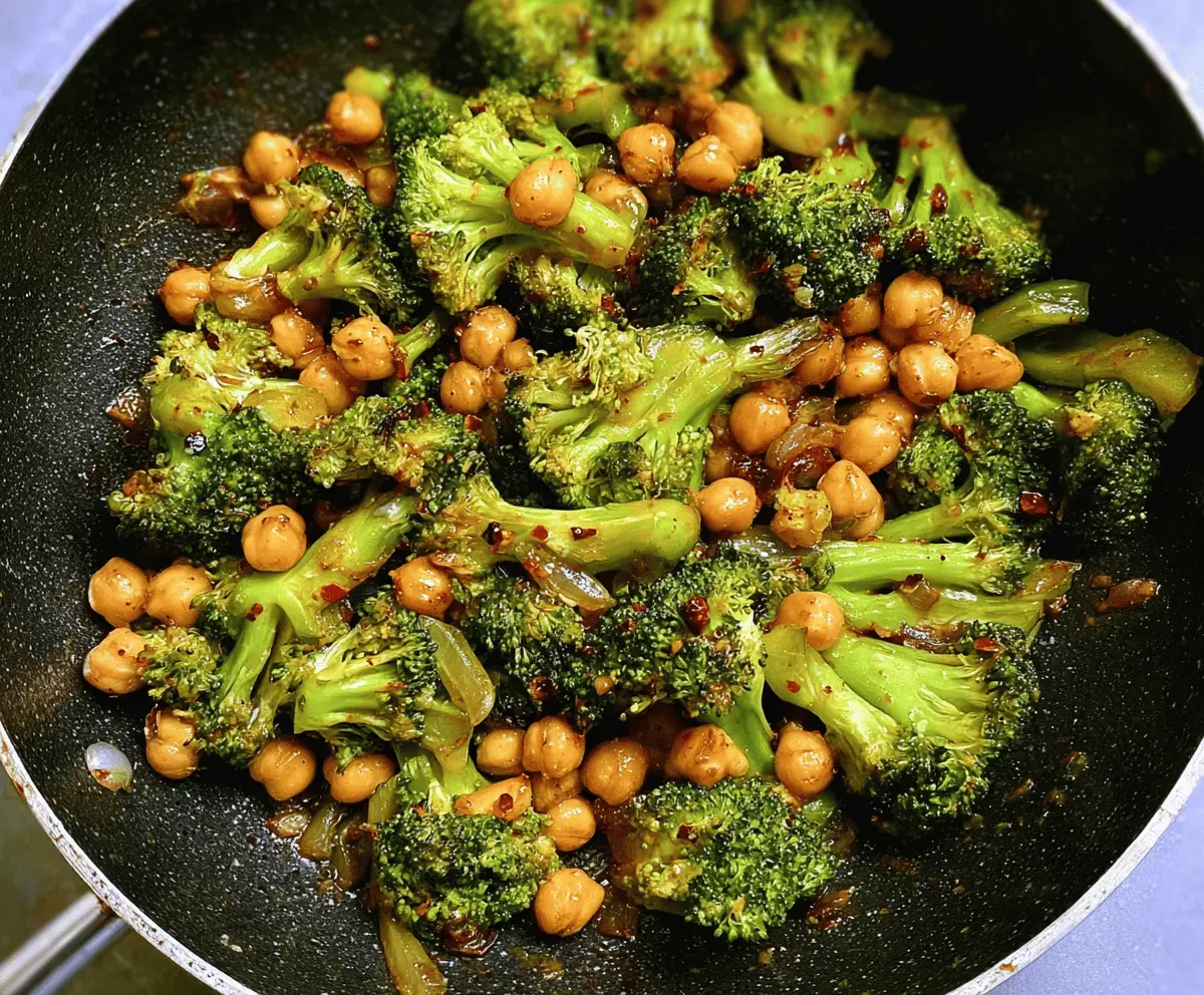 Easy Garlic Broccoli Stir Fry with Chickpeas