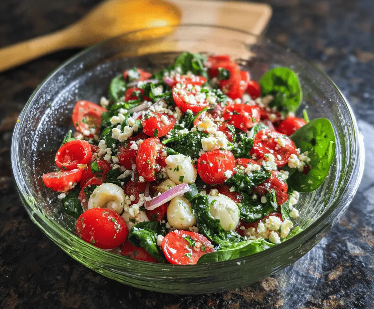Fresh Spinach Tomato Salad With Creamy Feta