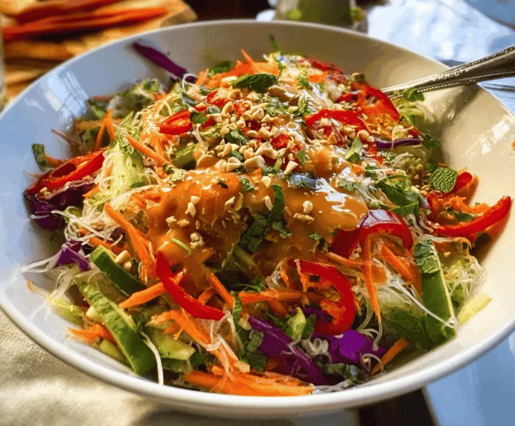 Fresh Spring Roll Salad with Spicy Ginger Dressing