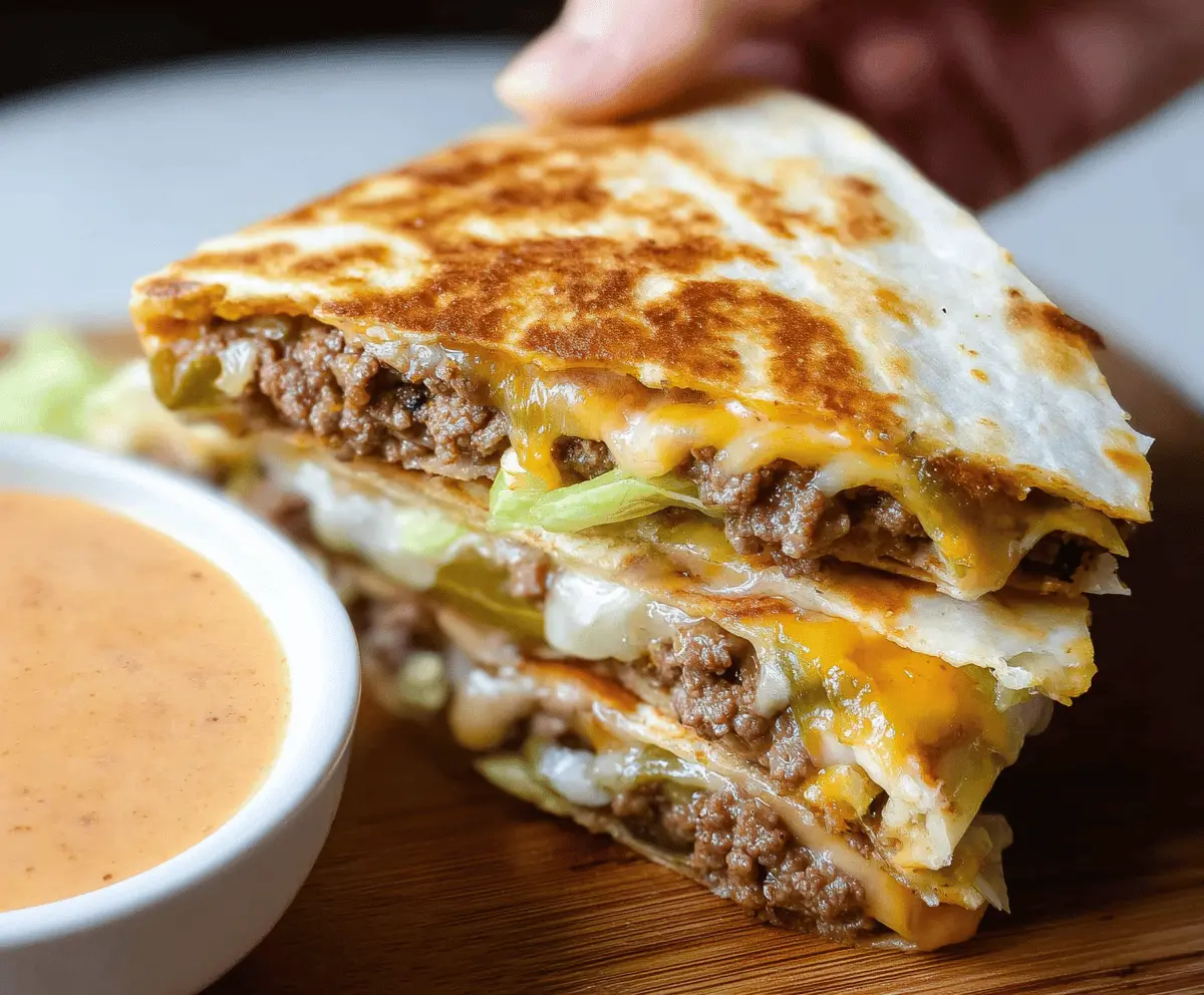 Cheeseburger Quesadilla With Easy Homemade Sauce