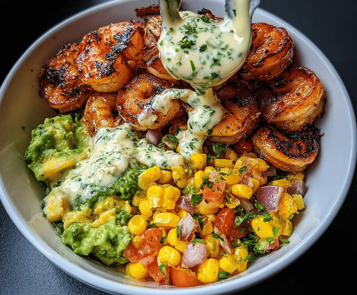 Healthy Grilled Shrimp Bowl with Creamy Garlic Sauce