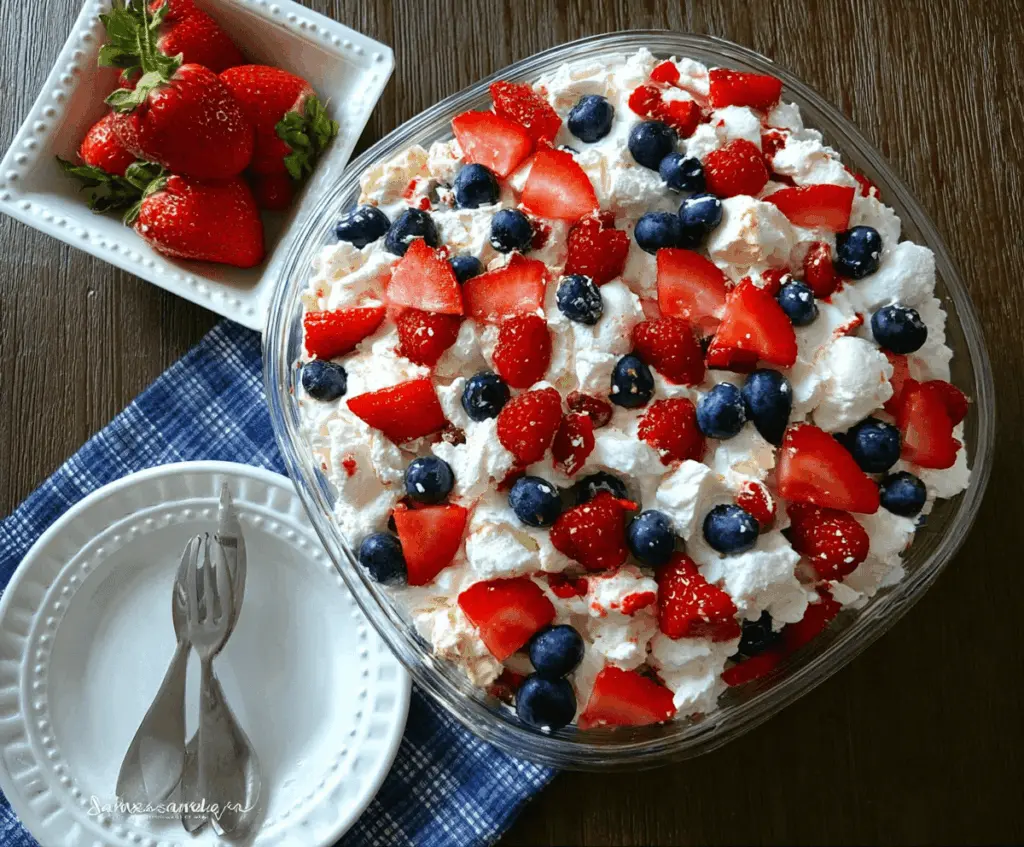 Easy Red White And Blue Cheesecake Salad Recipe