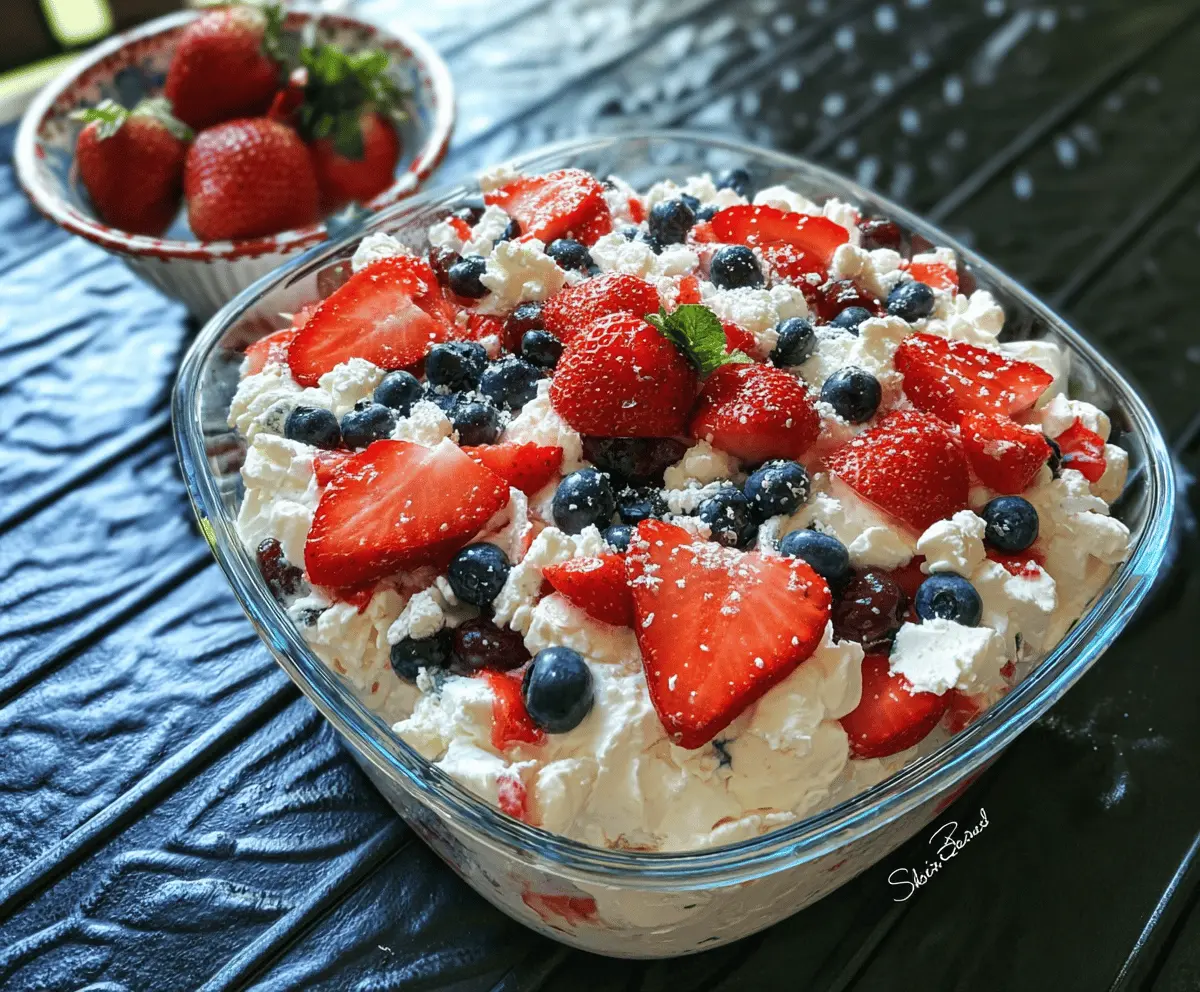 Easy Red White And Blue Cheesecake Salad Recipe