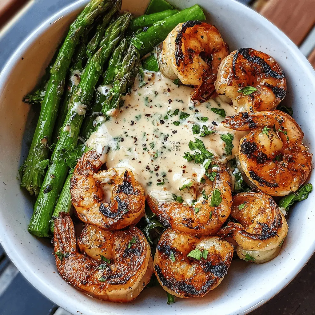 Healthy Grilled Shrimp Bowl with Creamy Garlic Sauce