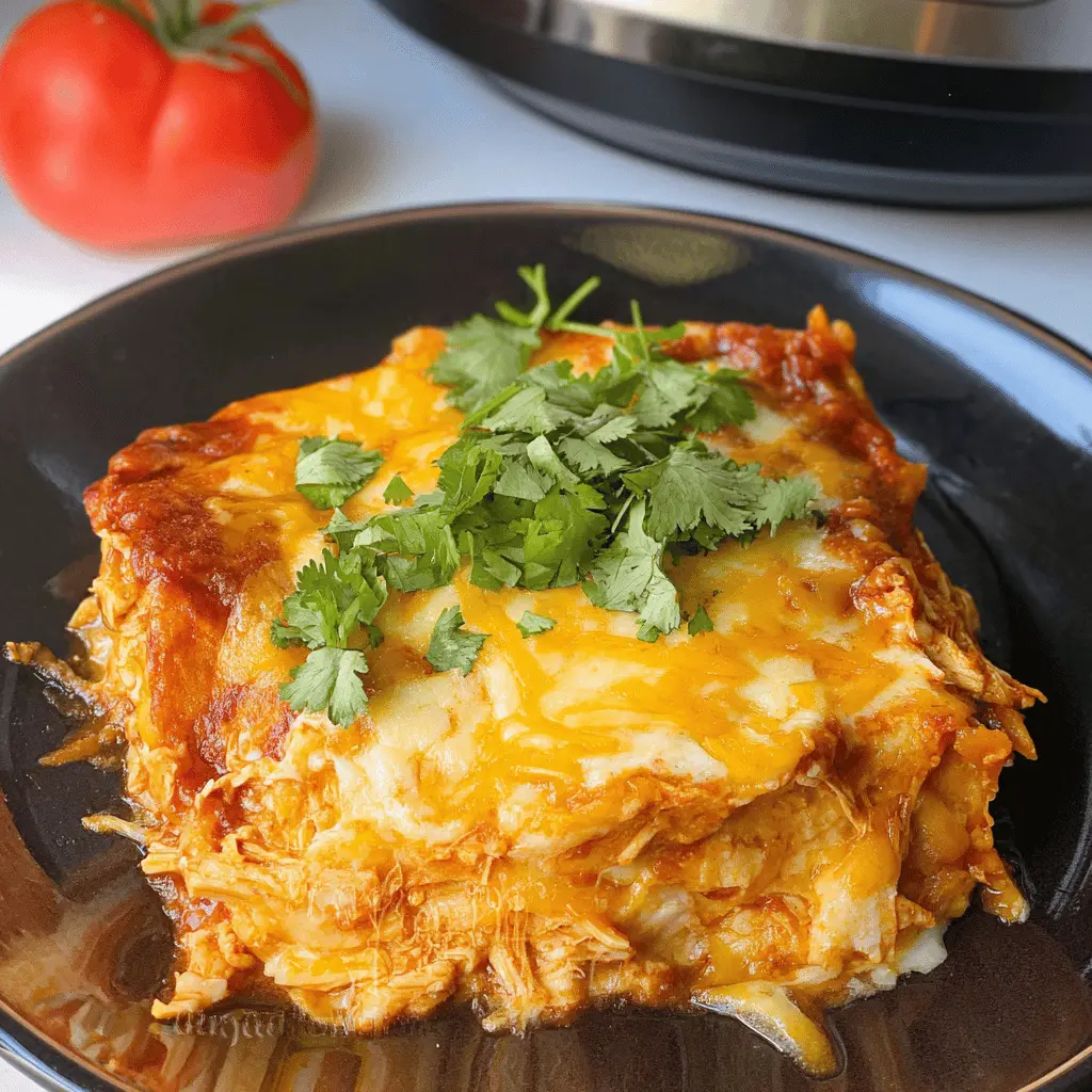 Easy Hearty Crockpot Chicken Enchilada Casserole