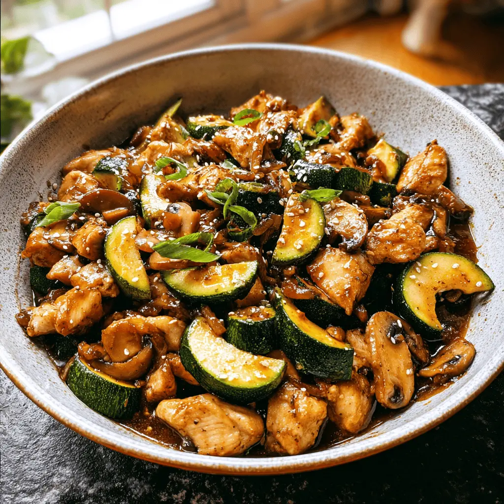 Easy Zucchini Mushroom Chicken Stir Fry Recipe