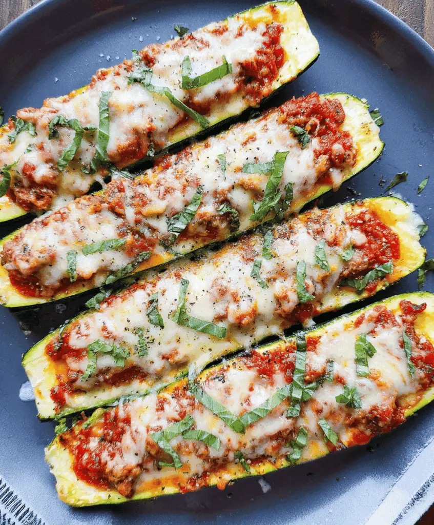 Easy Keto Zucchini Lasagna Boats Recipe