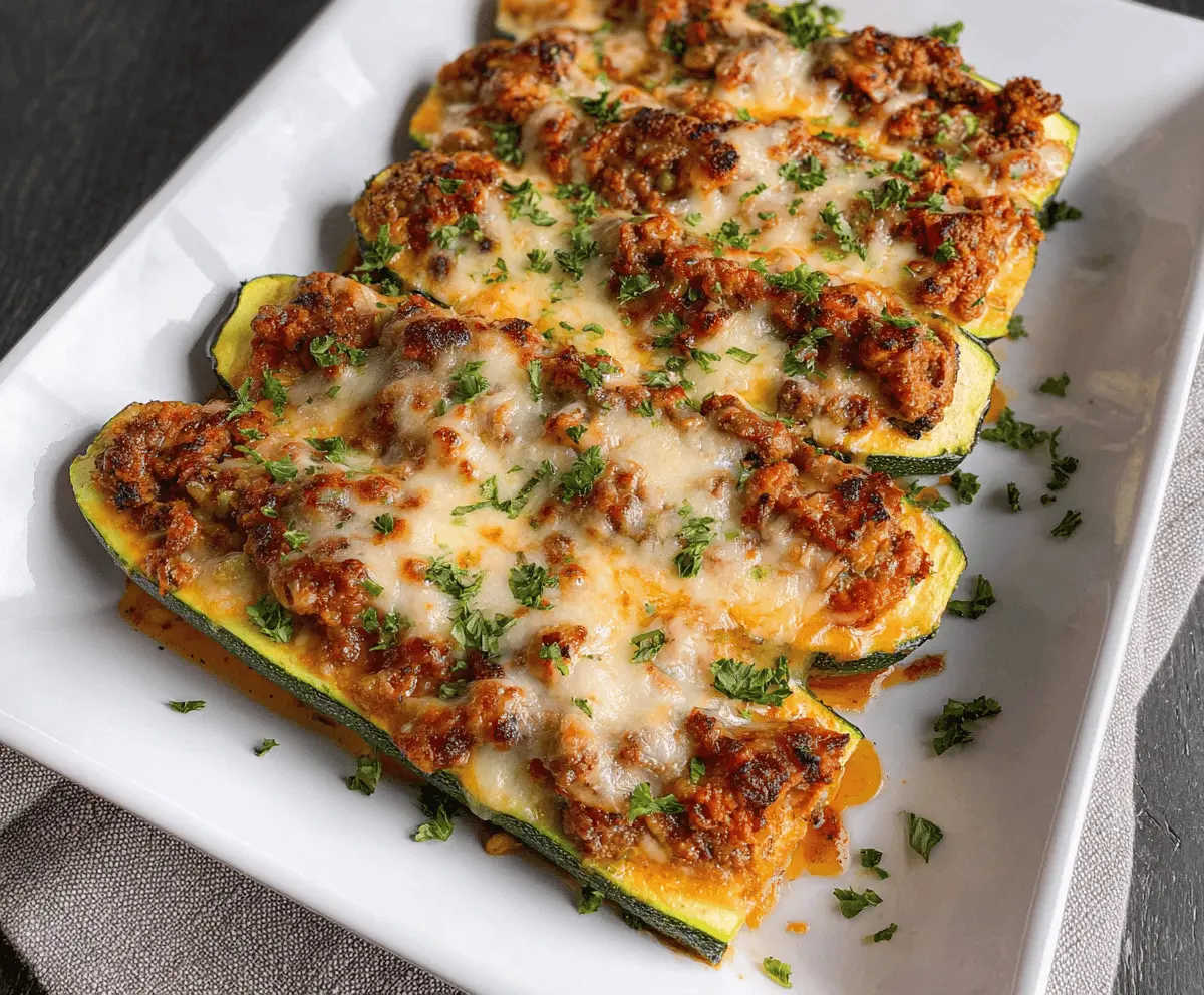 Easy Keto Zucchini Lasagna Boats Recipe