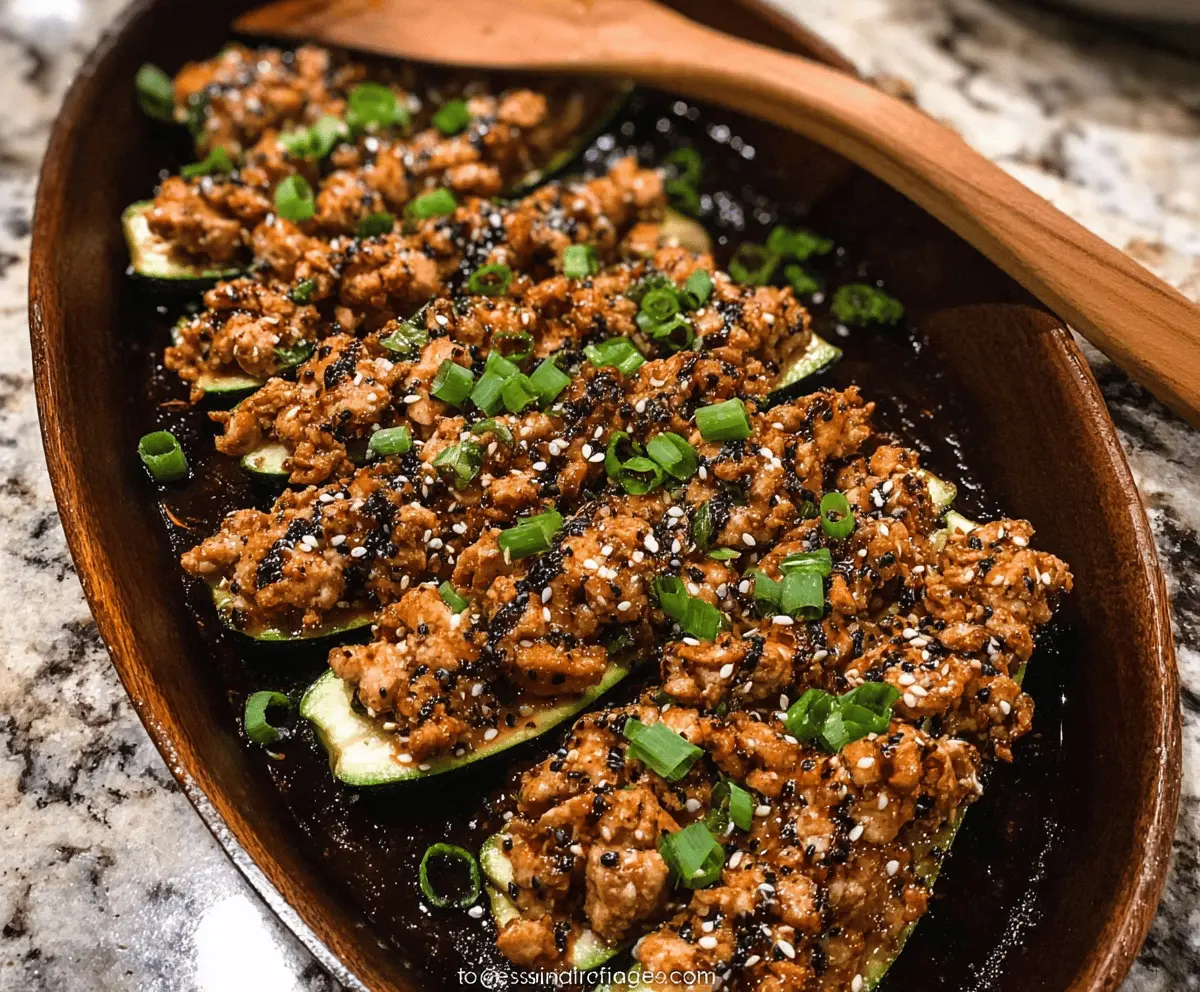 Garlic Sesame Honey Chicken Zucchini Boats