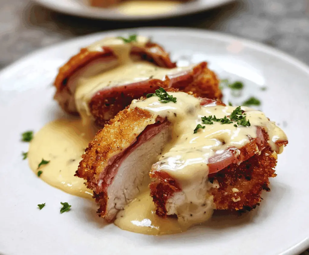 Crispy Creamy Chicken Cordon Bleu with Easy Dijon Sauce