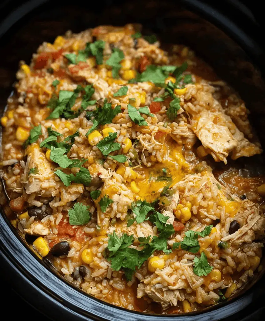 Easy Southwest Crock Pot Chicken and Rice Recipe