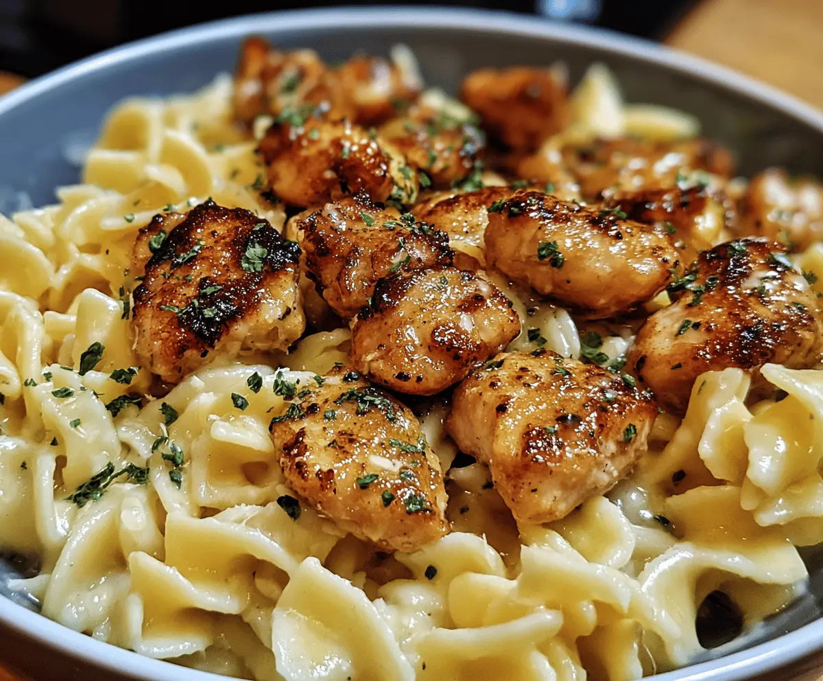 Garlic Butter Chicken Bites with Creamy Parmesan Pasta