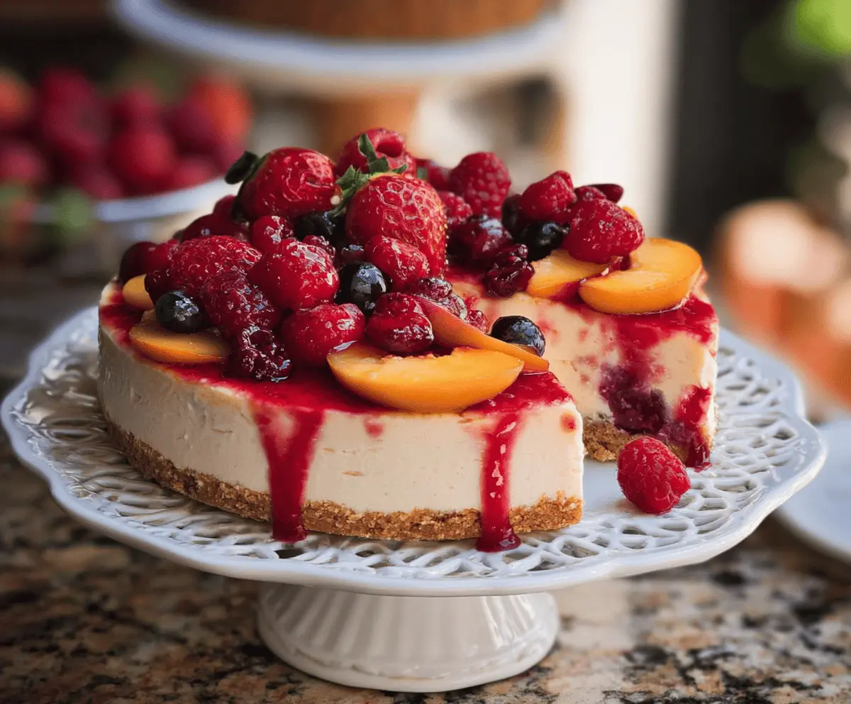Fresh Summer Berry and Peach Cheesecake Recipe