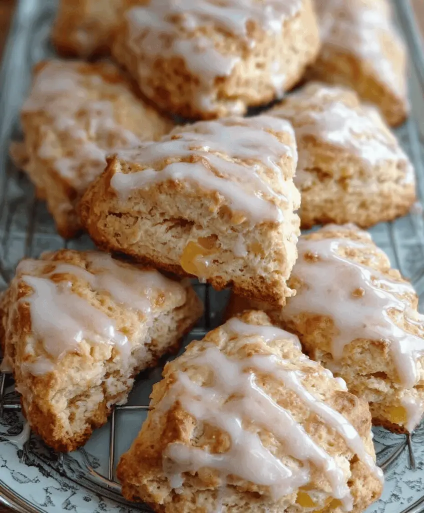 Easy Peach Pie Scones With Sweet Vanilla Glaze