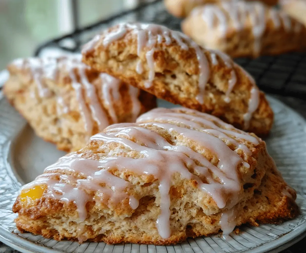 Easy Peach Pie Scones With Sweet Vanilla Glaze