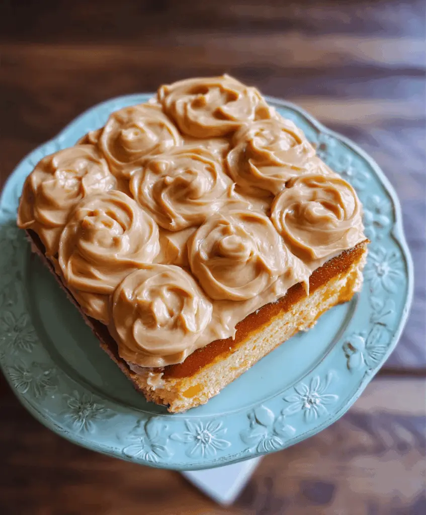 Moist Peach Cake With Brown Sugar Frosting