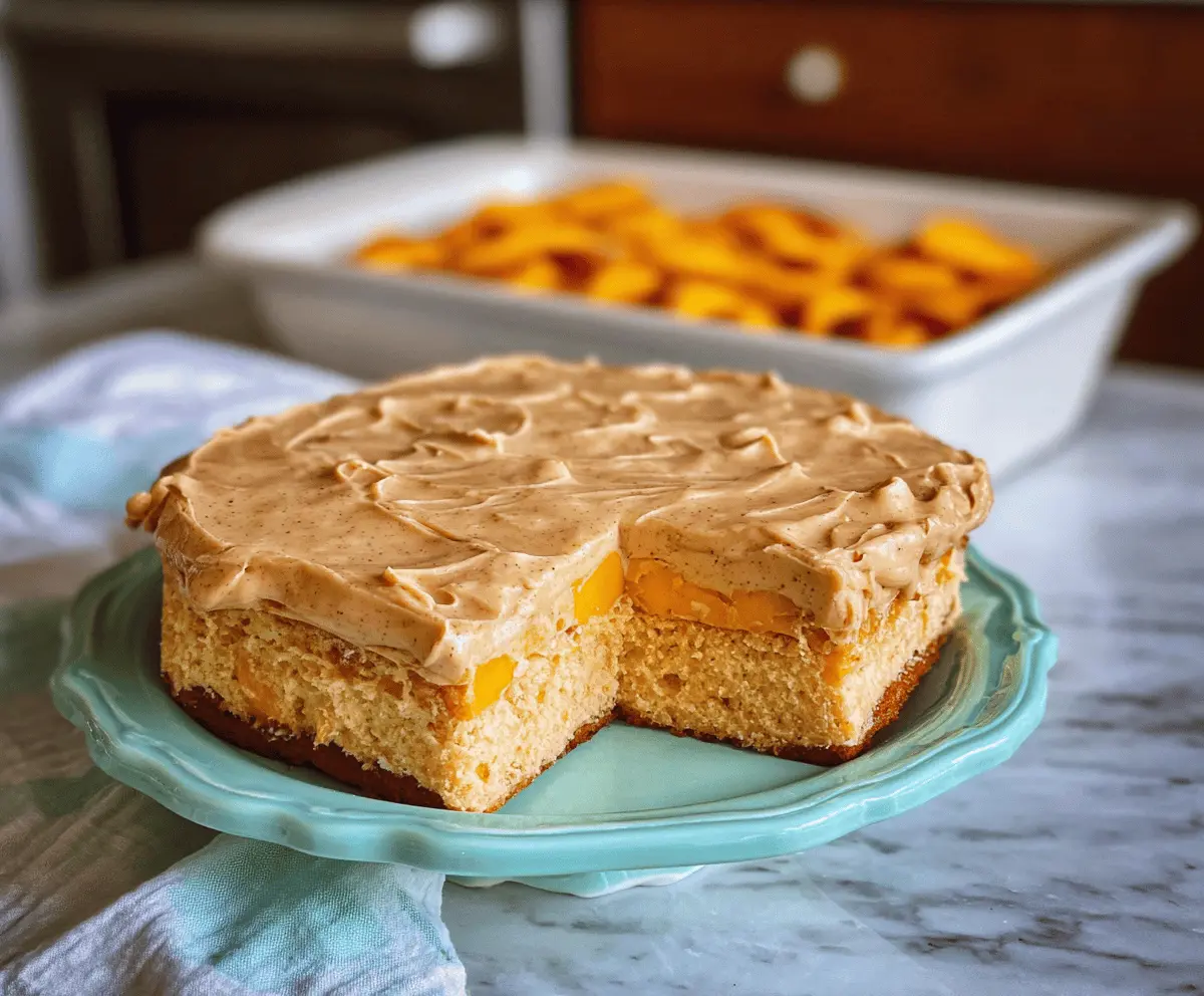 Moist Peach Cake With Brown Sugar Frosting