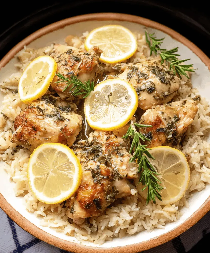 Easy Slow Cooker Lemon Herb Chicken and Rice