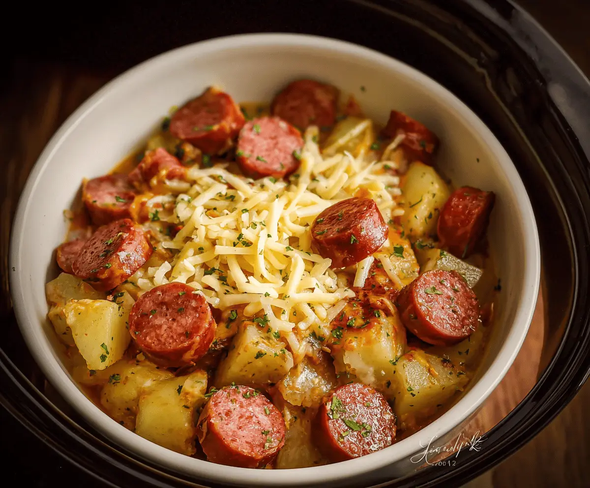 Easy Crockpot Cheesy Kielbasa Dinner Recipe