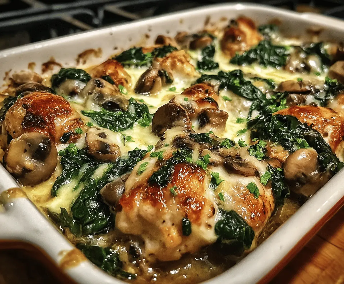 Easy Low-Carb Chicken Spinach Mushroom Bake