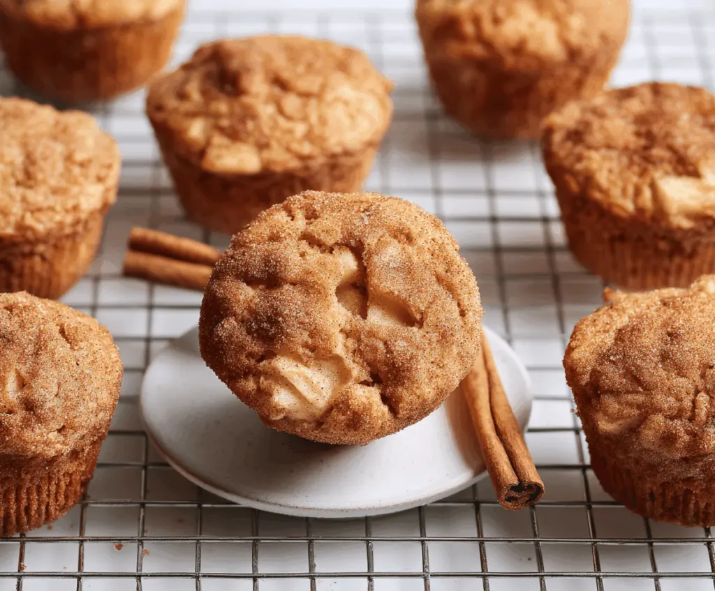 Delicious homemade apple cinnamon muffins on a plate, perfect for breakfast or snack