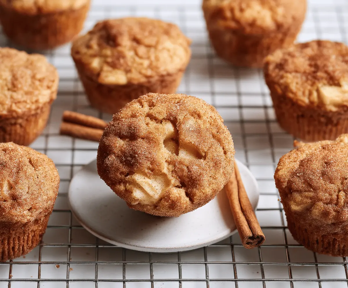 Delicious homemade apple cinnamon muffins on a plate, perfect for breakfast or snack