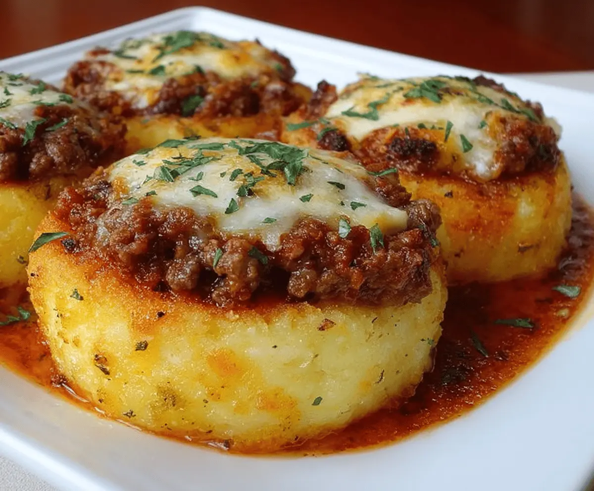 Crispy Mashed Potatoes Stuffed with Cheese & Beef