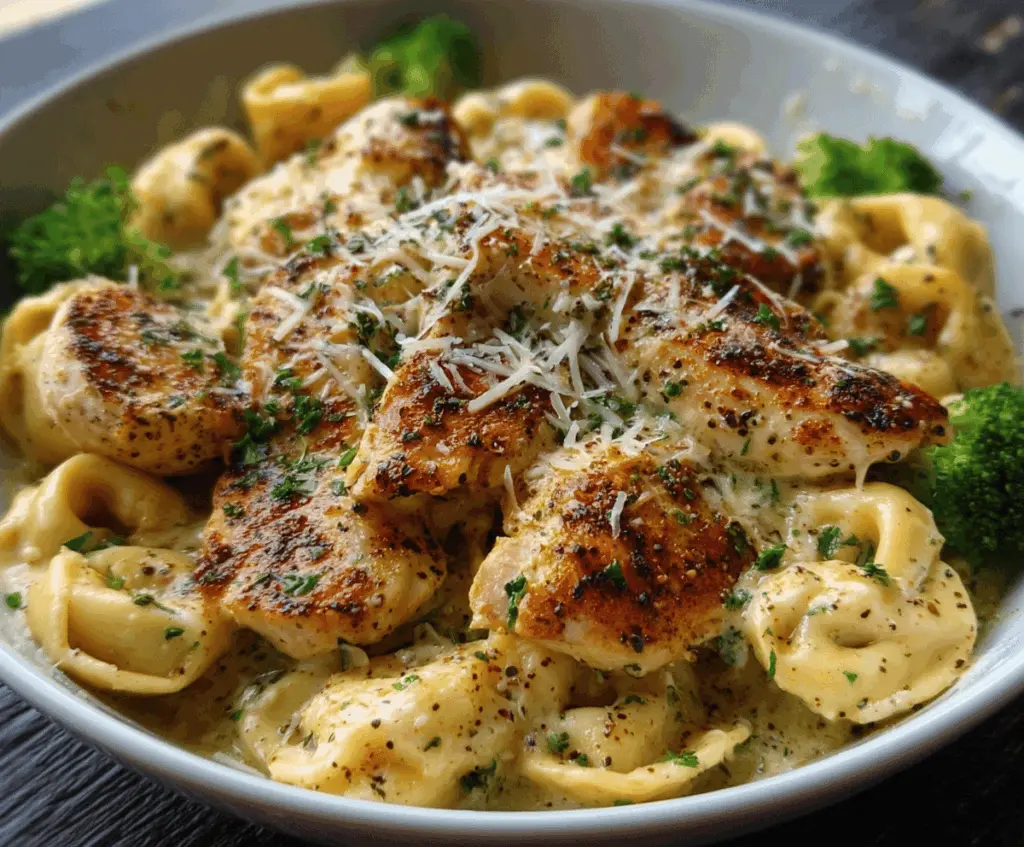 Garlic Parmesan Chicken Tortellini Dish