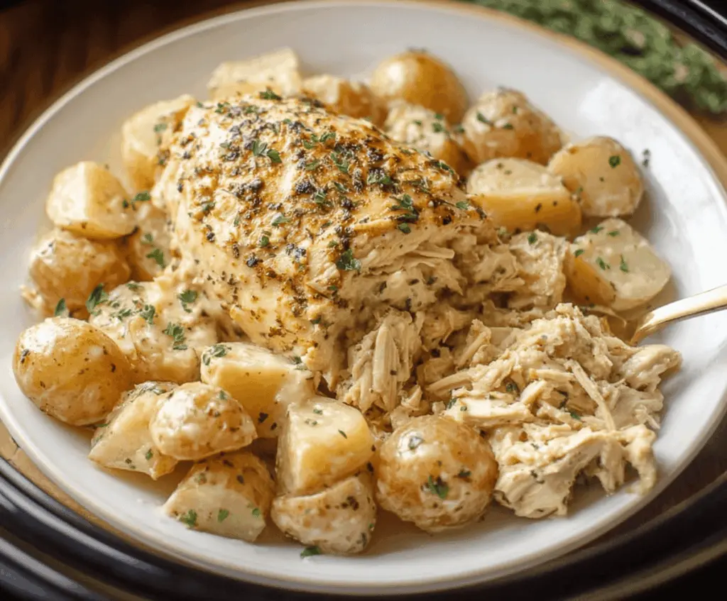 Garlic Parmesan Crockpot Chicken and Potatoes