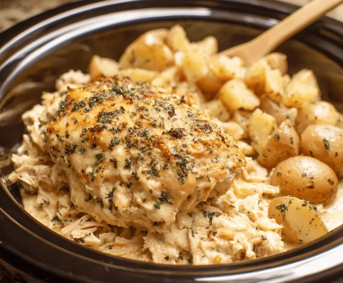 Garlic Parmesan Crockpot Chicken and Potatoes Recipe