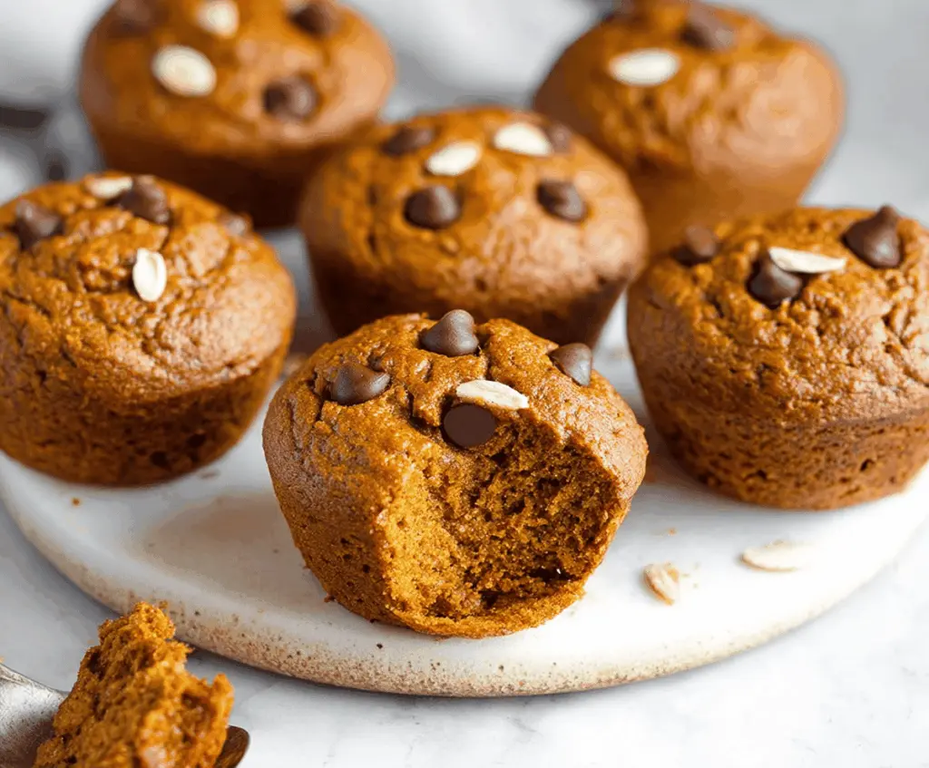 Delicious healthy flourless pumpkin muffins topped with cinnamon and walnuts, perfect for a nutritious snack or breakfast