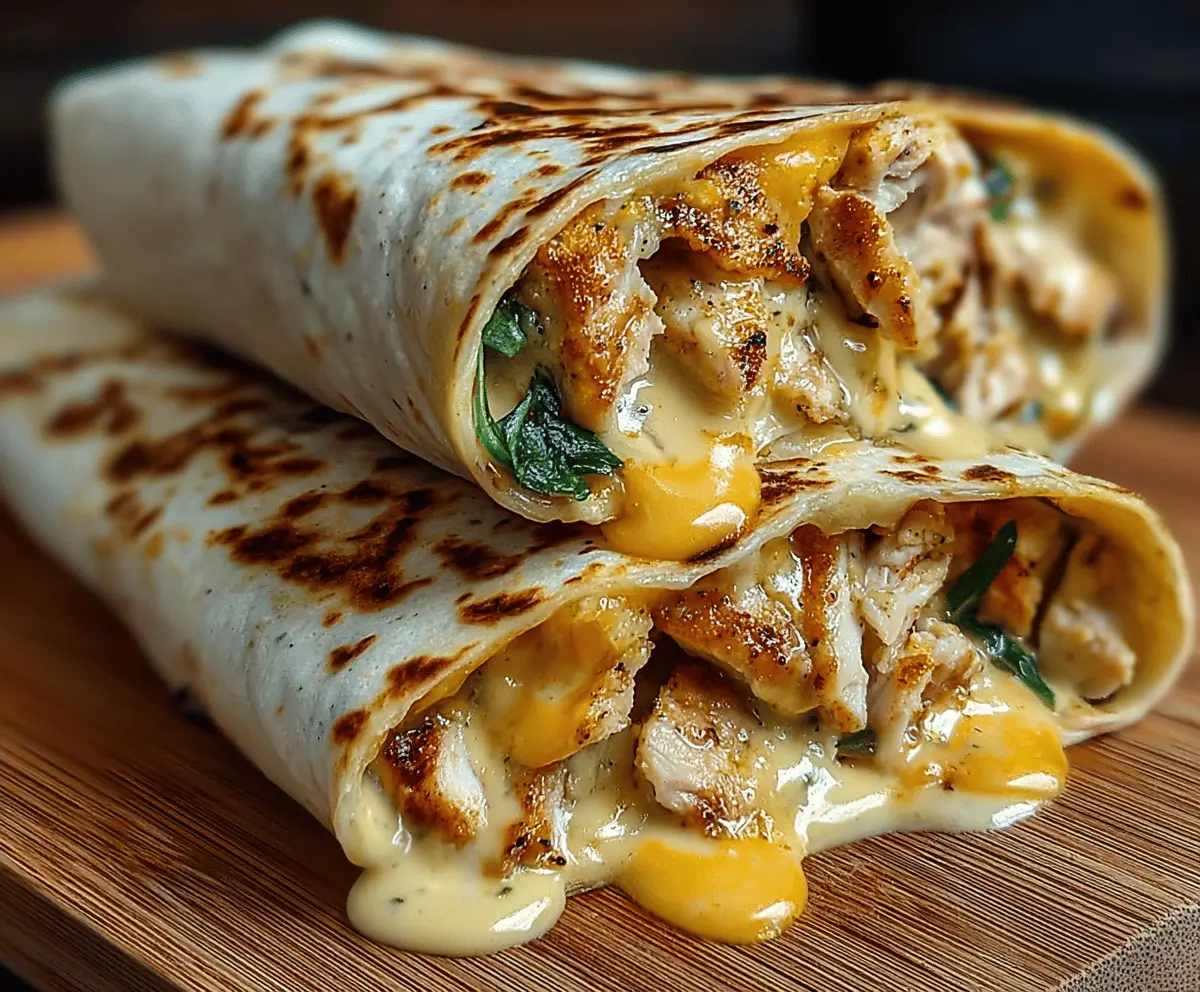 Ooey-Gooey Cheesy Garlic Chicken Wraps Recipe
