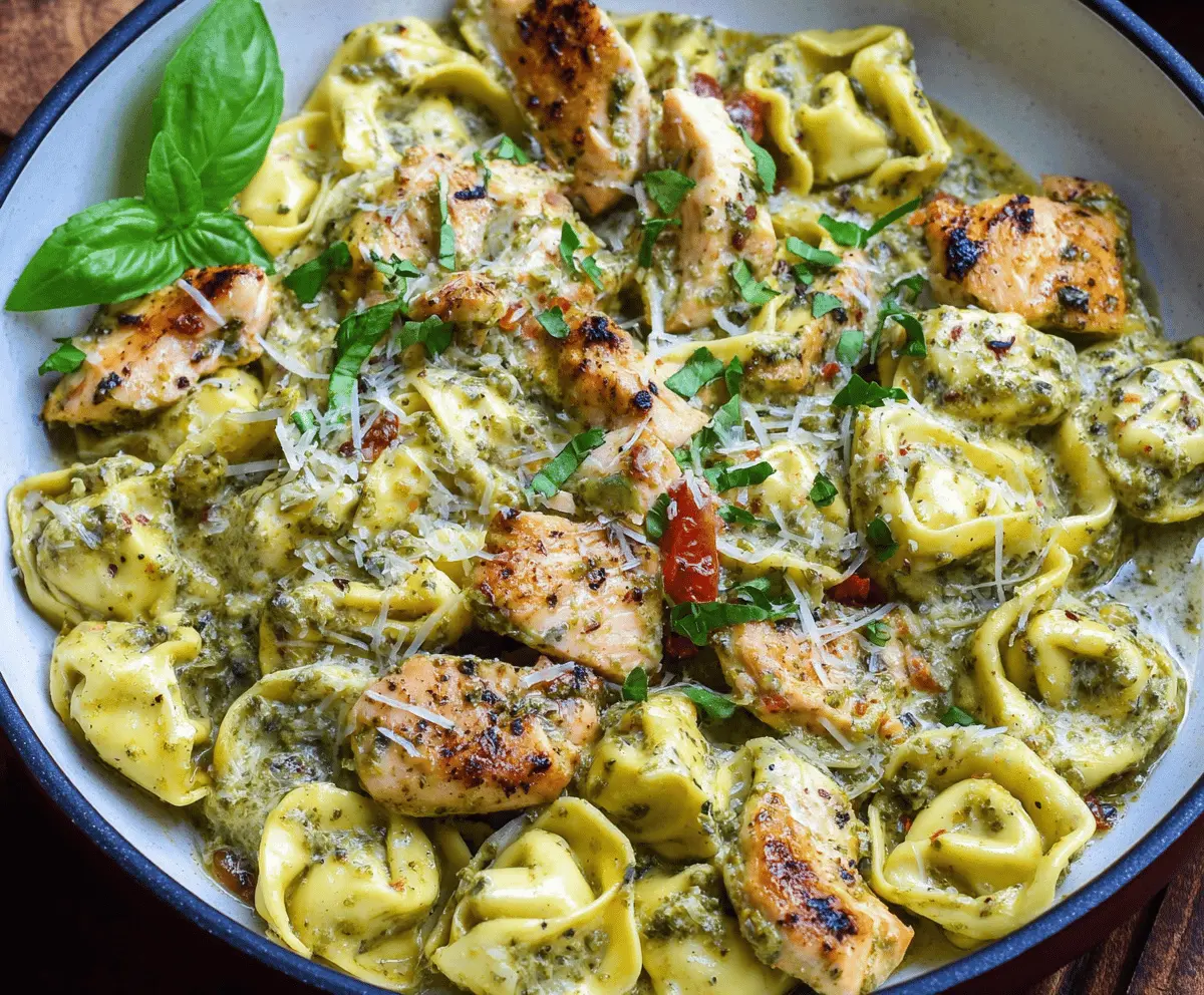 Pesto Chicken Tortellini Creation