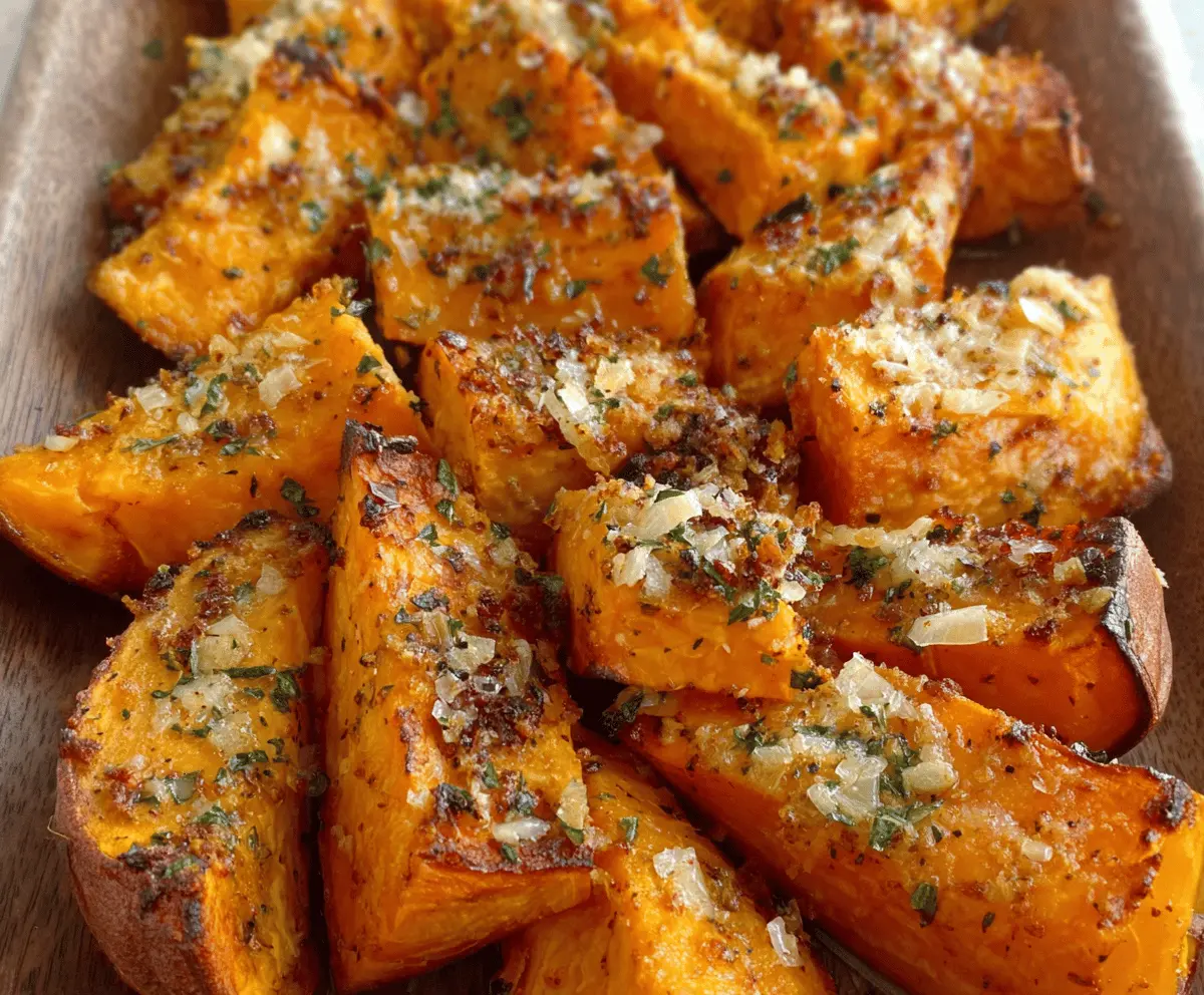 Roasted Sweet Potatoes with Garlic and Parmesan Recipe