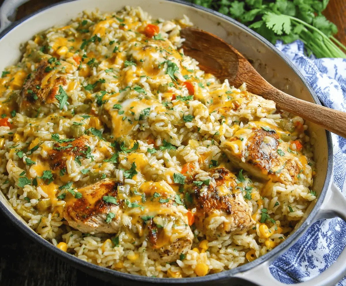 Salsa Verde Chicken and Rice Casserole