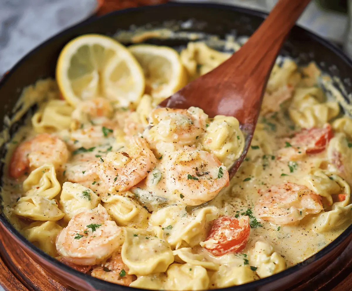 Shrimp Tortellini in Lemon Garlic Cream Sauce Delight