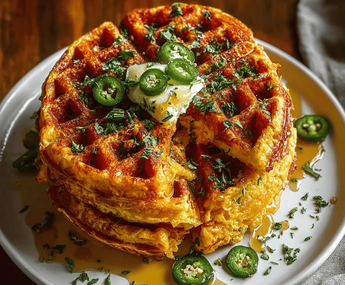 Spicy Cheddar Jalapeño Cornbread Waffle Recipe