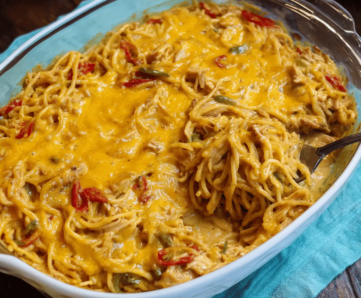 Spicy Southern Chicken Spaghetti Casserole
