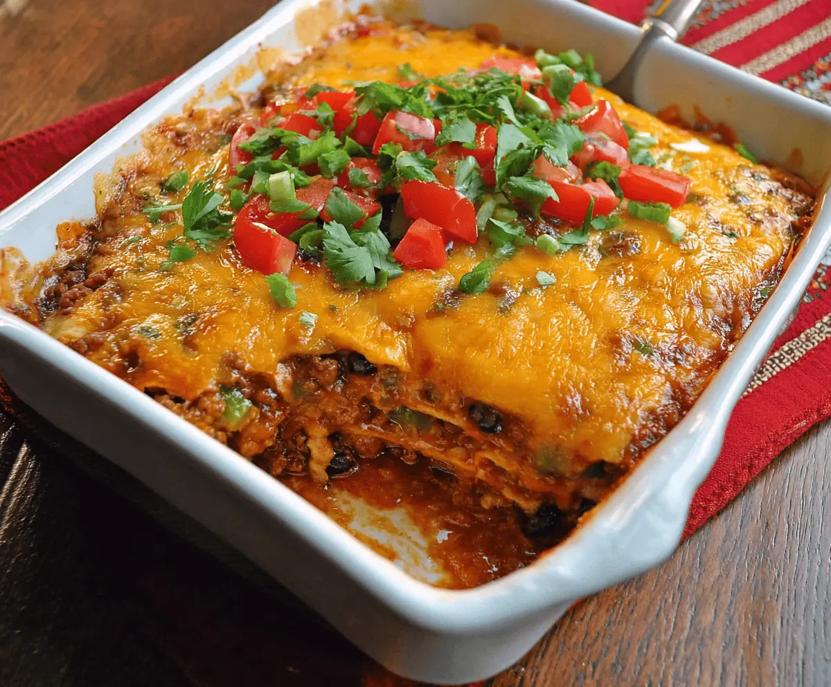 The BEST Beef Enchilada Casserole